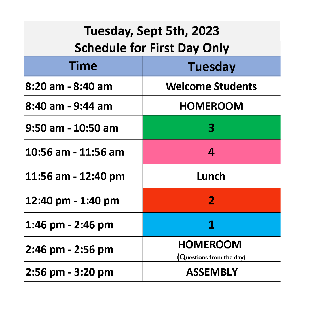 Tuesday, September 5th Modified Bell Schedule Strathmore High School